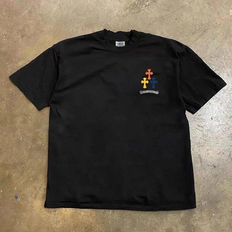 Chrome HeartsHeart Light Luxury Short Sleeve T-shirt Men's Cross Top Half Sleeve Unisex CH Short Sleeve