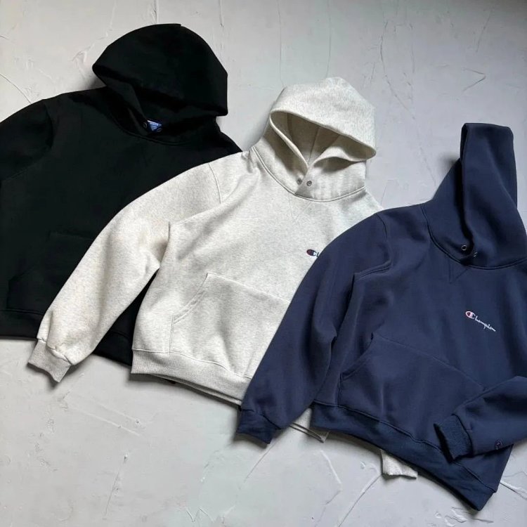 Champion 90s basic fleece sweatshirt jacket long sleeved perfect short wide boxy version ultimate waist cinching