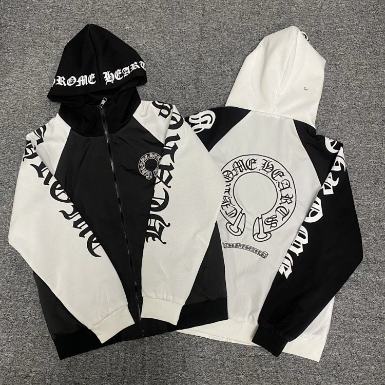 Chrome Hearts Light Luxury Sanskrit Printed Cardigan Hooded Jacket Men's Top Long Sleeved