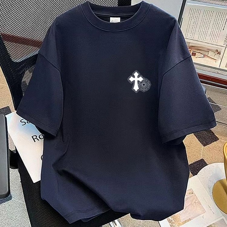 Chrome Hearts Cross Sanskrit Light Luxury Short Sleeve T-shirt for , CH Short
