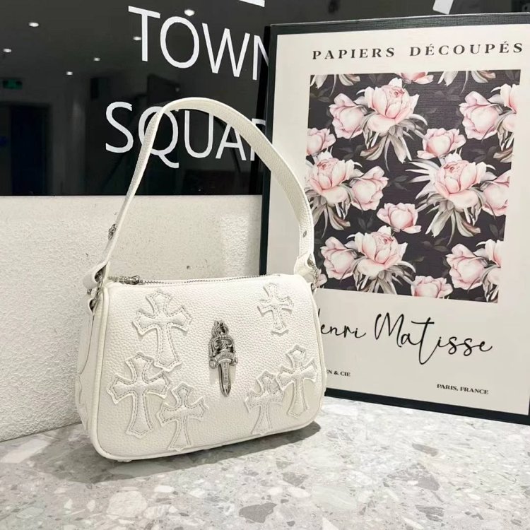 Chrome Hearts Retro High-end Lychee Patterned Shoulder Bag