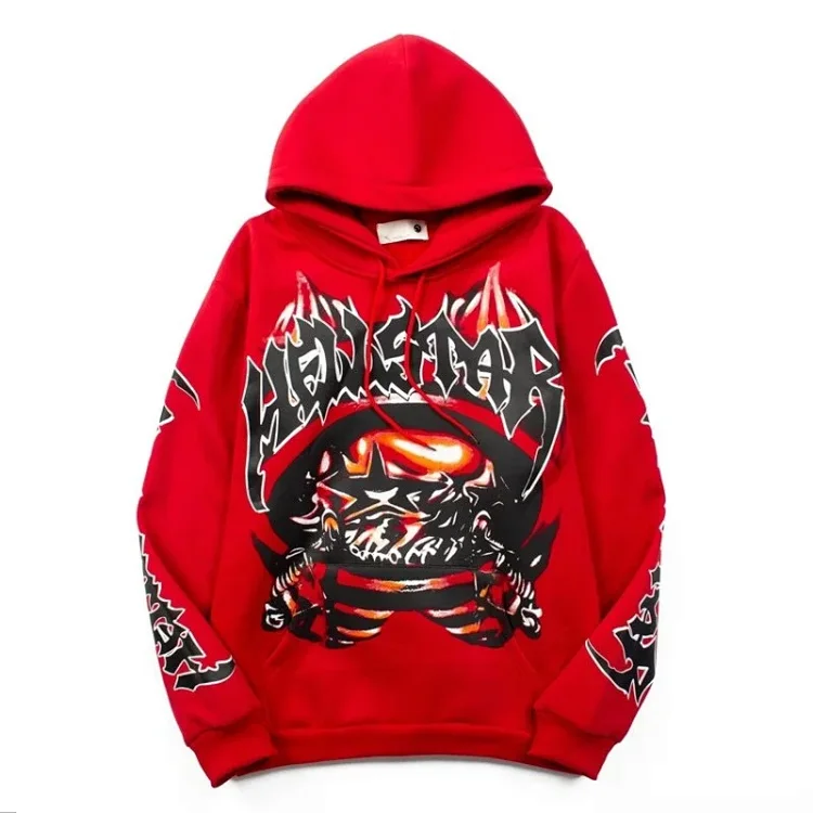 Fear of God Hello Series Fog High Street Washed and Distressed Heavy Worker Head Print Casual Sweatshirt Couple Wear Hoodie