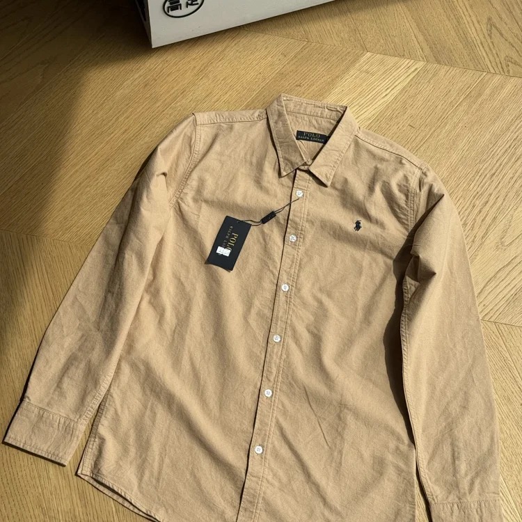 Ralph Lauren Pony Embroidered Cotton Oxford Solid Color Shirt Long Sleeve Lapel Shirt