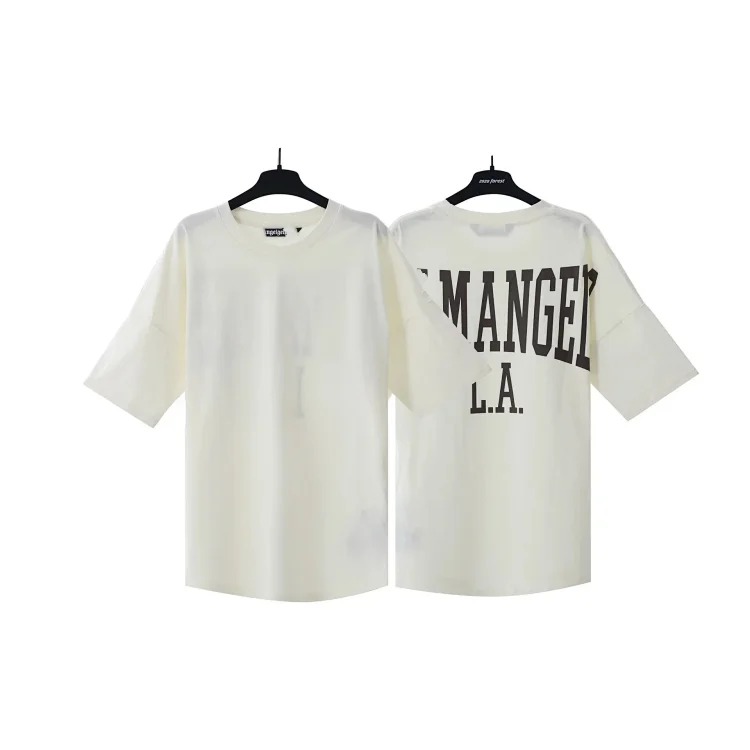 PA palm letter print round neck short-sleeved loose T-shirt