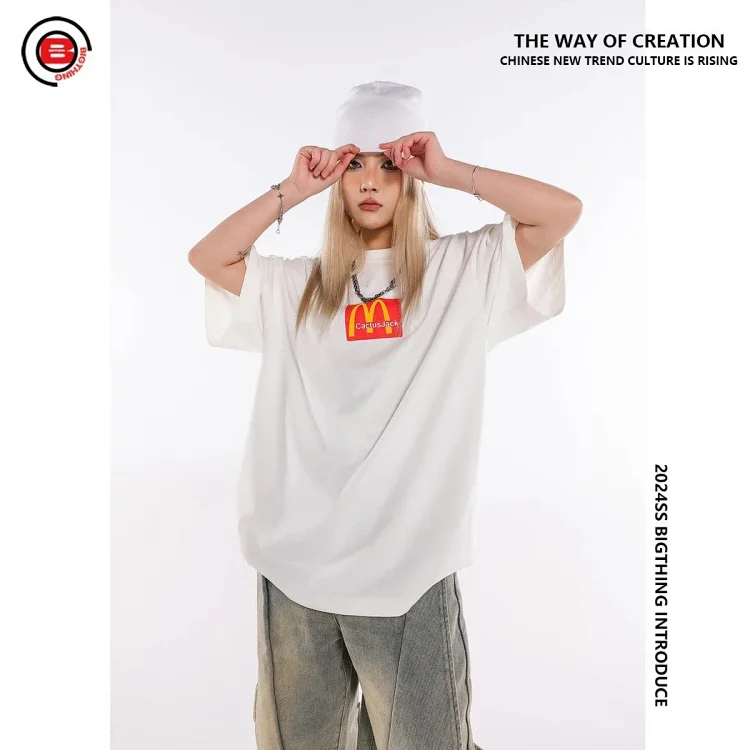 BIGTHING M font co-branded TS foam printed T-shirt TRAVIS SCOTT high street fashion brand loose short sleeves