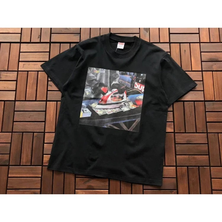 SUP letter print BOX high version short-sleeved T-shirt for men and women