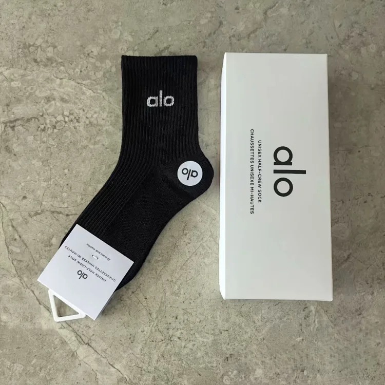 alo sports socks boneless seam solid color mesh cotton socks