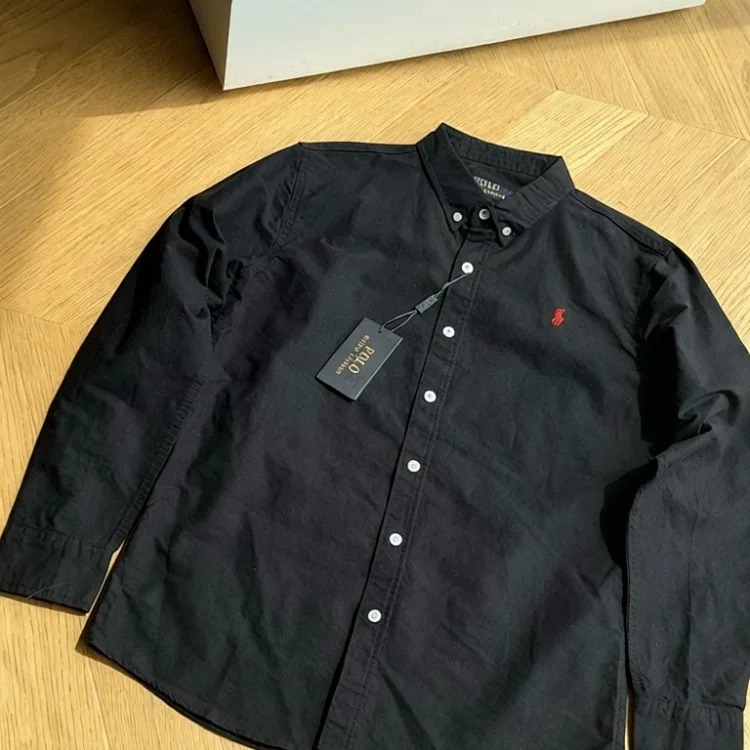 Ralph Lauren Pony Embroidered Cotton Oxford Solid Color Shirt Long Sleeve Lapel Shirt