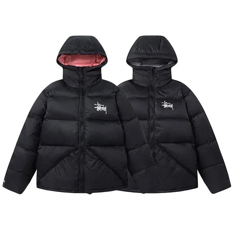 Stussy Micro Ripstop Down Parka Solid Color Hooded Small Label Zipper Color Down Jacket