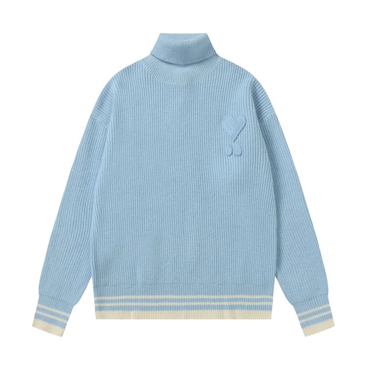 Love embroidered knitted sweater casual loose and versatile couple style