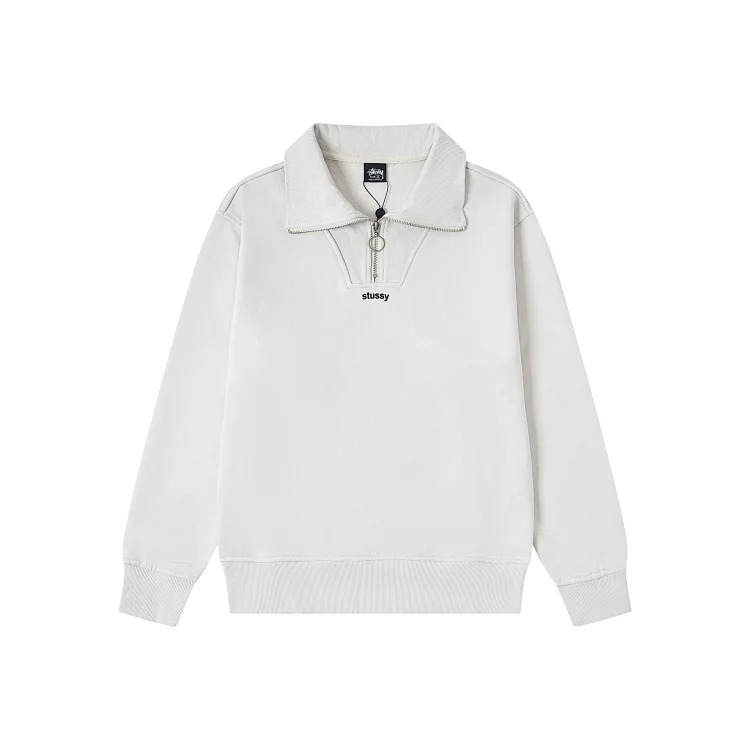 Straight fit loose fit half zip stand collar sweatshirt