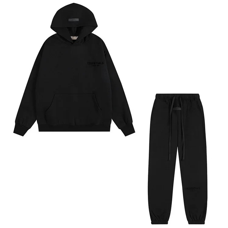 New FEAR OF GOD ESSENTIALS flocked letter men and women casual loose plus velvet hooded sweatshirt trendy
