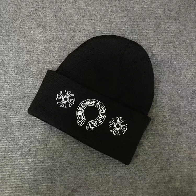 Knitted hats Sanskrit printed woolen hats for men and women embroidered hats
