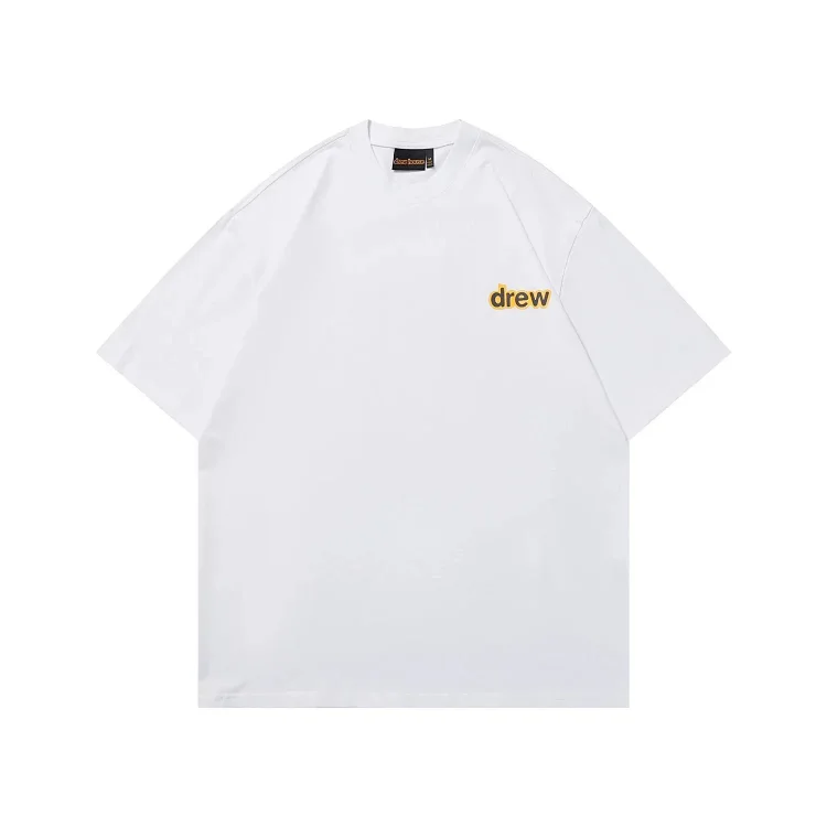 DREW HUOSE Summer classic Justin Bieber matching smiley face pattern round neck versatile T-shirt for couples