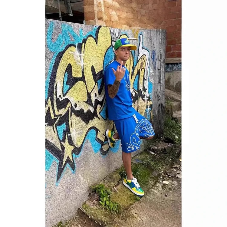 Loose Casual Printed Hip-hop Letter Short-sleeved Tops Street Men's Summer -style Sports Suits T-Shirt