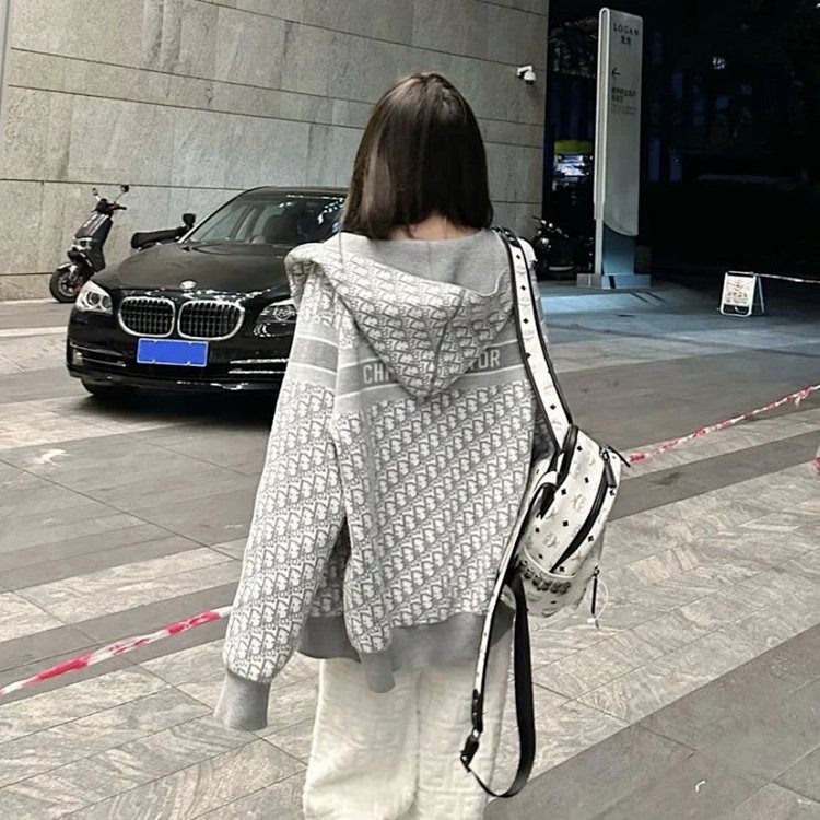 DIOR Light Luxury Full Print Spring and Autumn Jacket, Unisex Trendy Brand Cardigan and Hooded Jacket