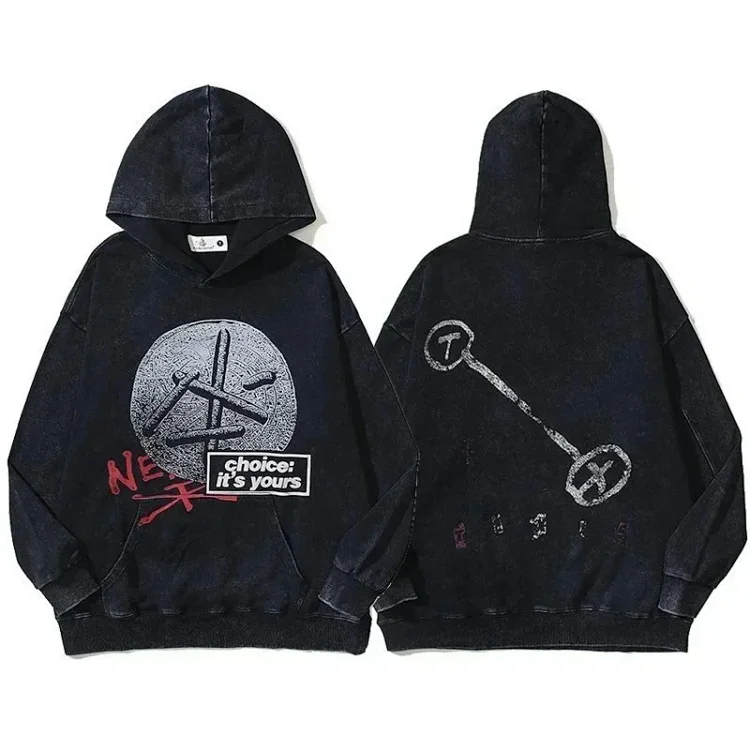 Warm Up Autumn Clothing TRAVIS SCOTT IL JOKER HOODIE Washed Retro Distressed Terry