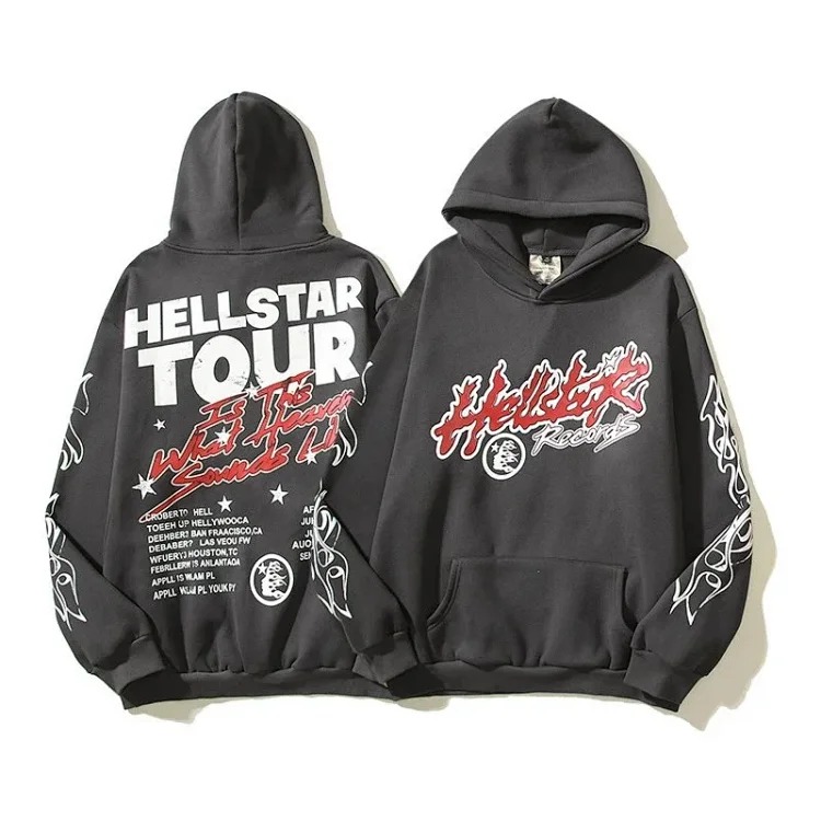 Fear of God Hello Series Fog High Street Washed and Distressed Heavy Worker Head Print Casual Sweatshirt Couple Wear Hoodie