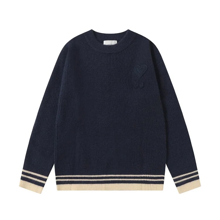 Love embroidered knitted sweater casual loose and versatile couple style