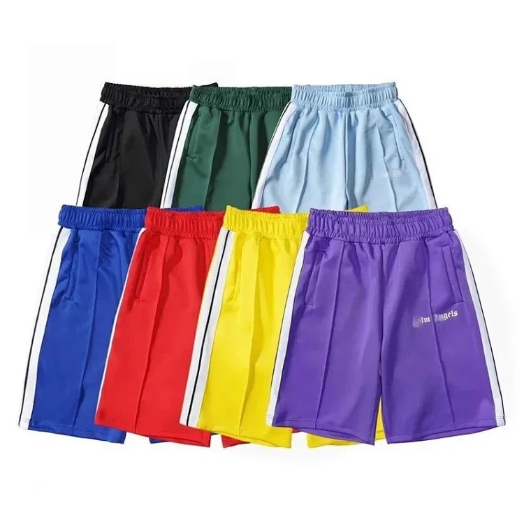 Casual side striped shorts elastic waist men's and women's sports quarter pants