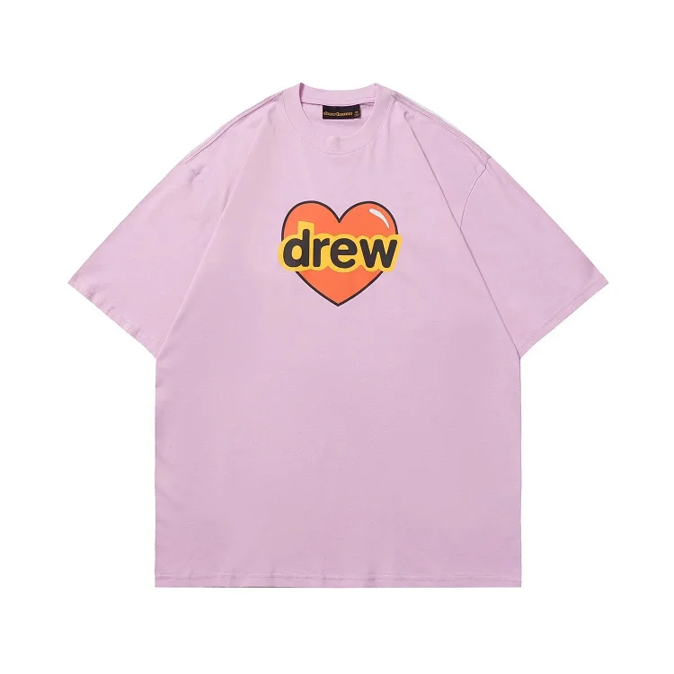 DREW HUOSE Summer classic Justin Bieber matching smiley face pattern round neck versatile T-shirt for couples