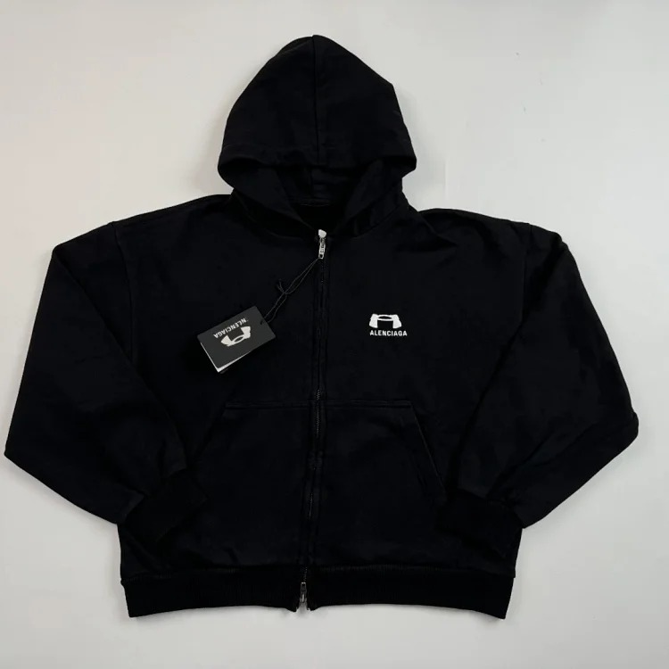 Classic logo embroidered sweatshirt zipper hoodie loose OS fit zipper sweatshirt jacket