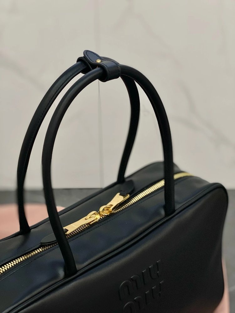 miumiu Original Leather Handheld Official Document Bag for Women 2025 New Large Capacity Retro Underarm Shoulder Bag