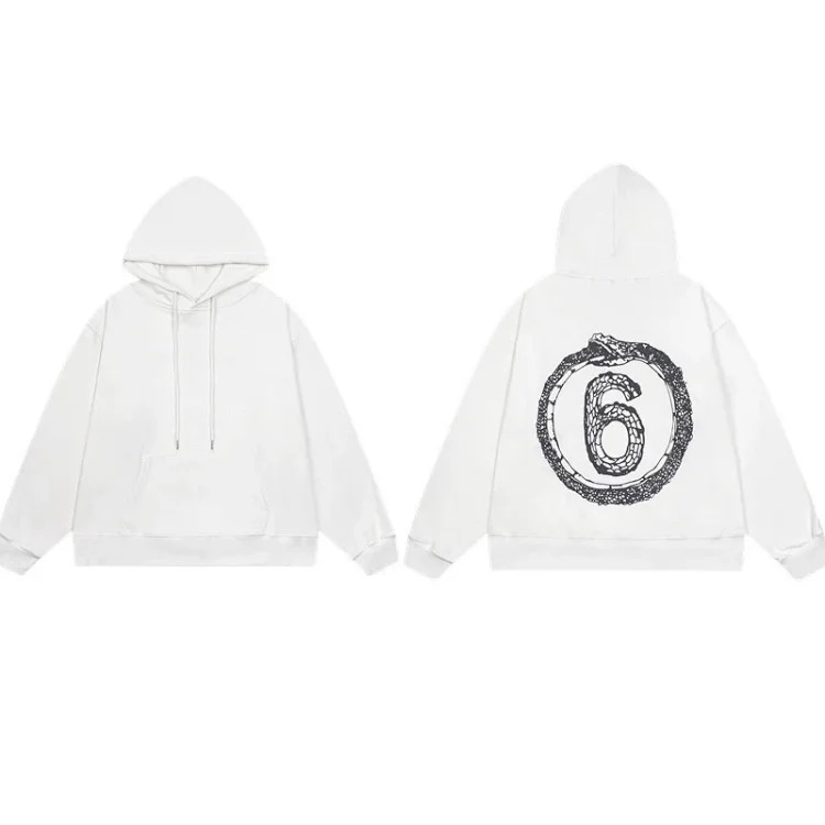 MM6 Autumn and Winter Loose Jacket Casual Hooded Sweatshirt Trendy Print