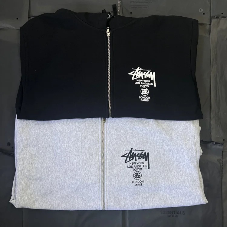 Stussy Logo Classic Parade Series Graphic Print Zipper Sweatshirt Stussy Originated From the