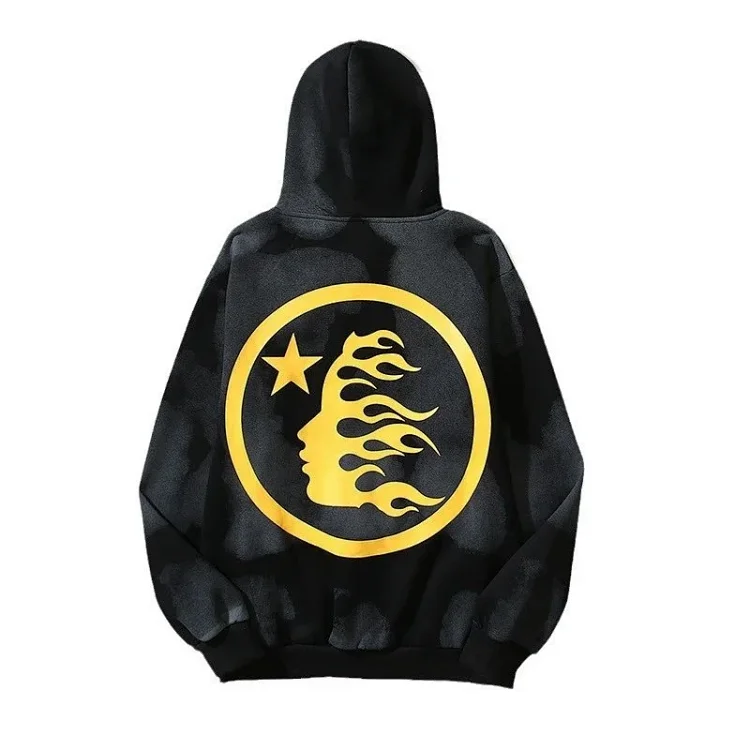 Fear of God Hello Series Fog High Street Washed and Distressed Heavy Worker Head Print Casual Sweatshirt Couple Wear Hoodie