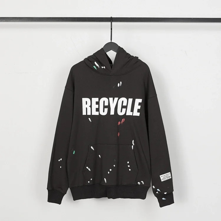 Retro distressed GD brain casual loose hooded sweatshirt for men and women with the same style hoodie