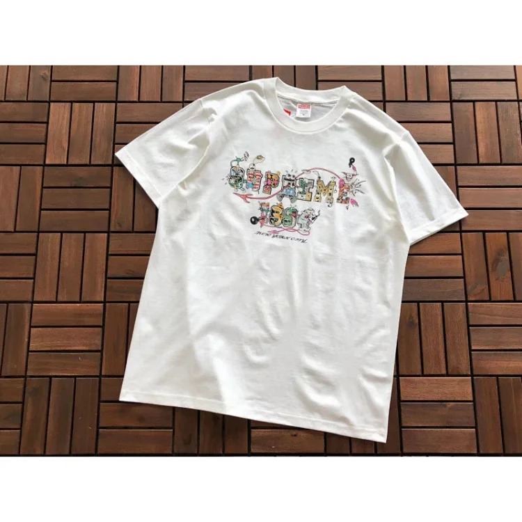 SUP letter print BOX high version short-sleeved T-shirt for men and women