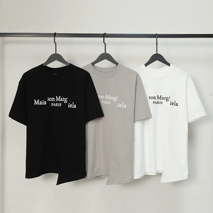Majia letter embroidery printed short-sleeved T-shirt high street trendy brand for men and women