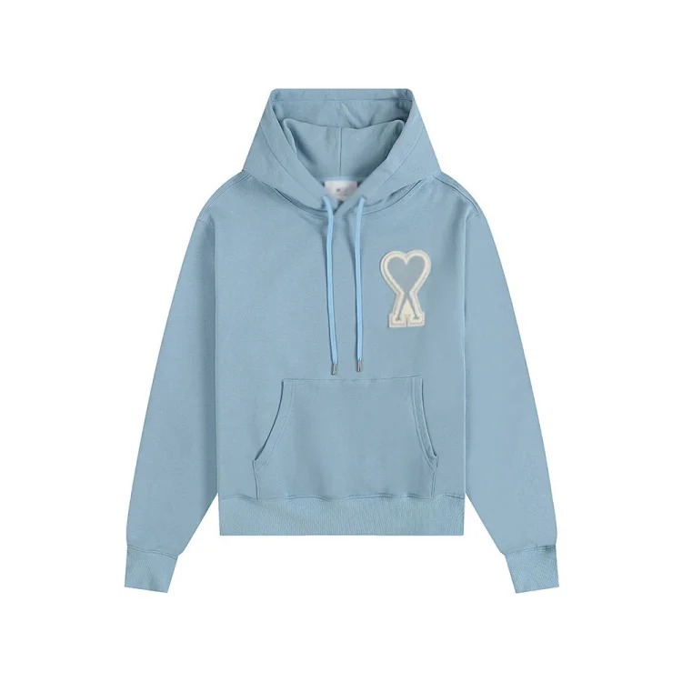 Sweatshirt autumn and winter new long-sleeved hooded unisex small love flat embroidered hoodie