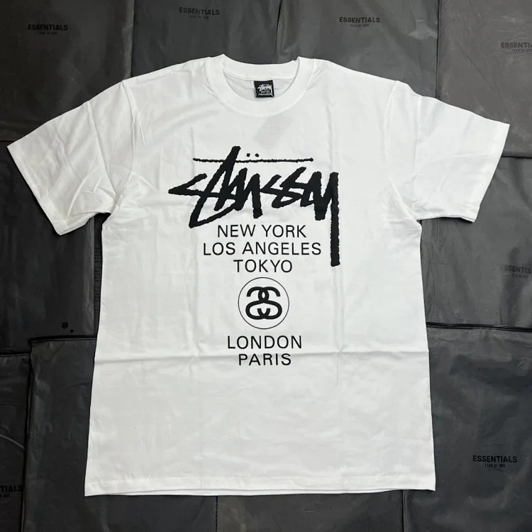 Original Made Stussy Classic Parade Patterned Round Neck Printed Short Sleeve Stussy Originated T-Shirt