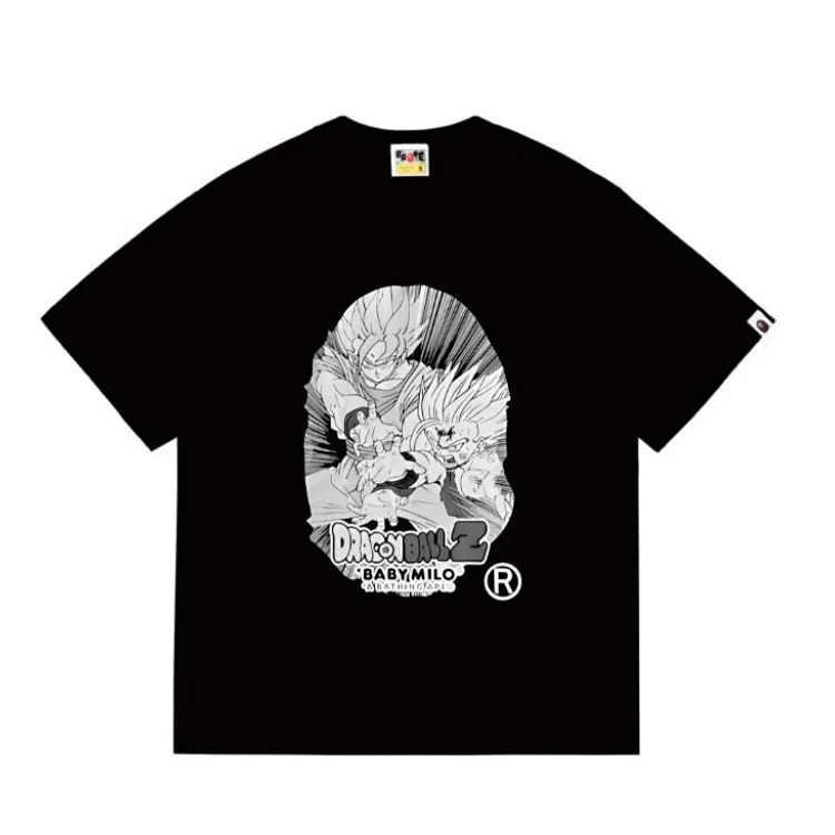Ape head little monkey camouflage men's and women's short-sleeved round neck T-shirt for men