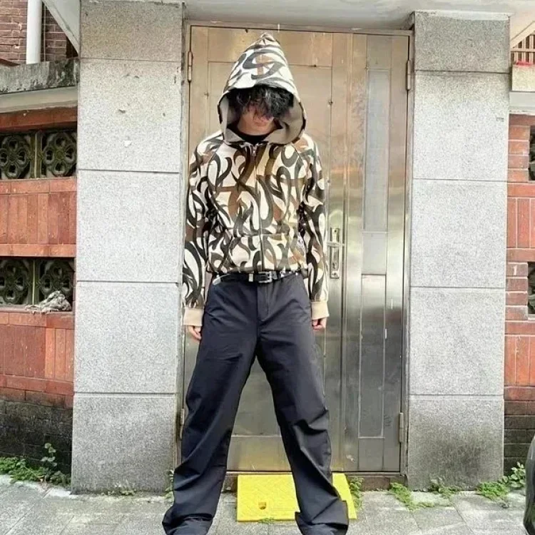 Velvet Zipper Sweatshirt Hip-hop Street Ins Star Travis Scott Thorns All Over Print