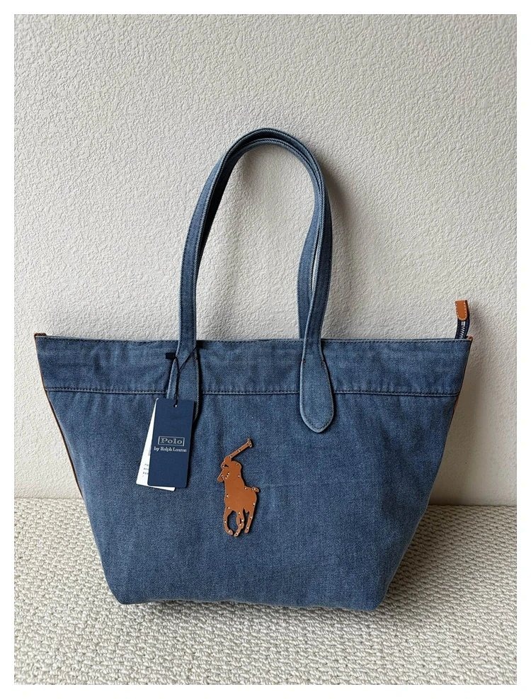 Ralph Lauren Washed Denim Blue Tote Bag