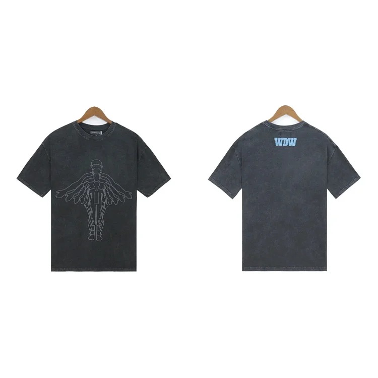 Washed printed loose men's short-sleeved t-shirt American top