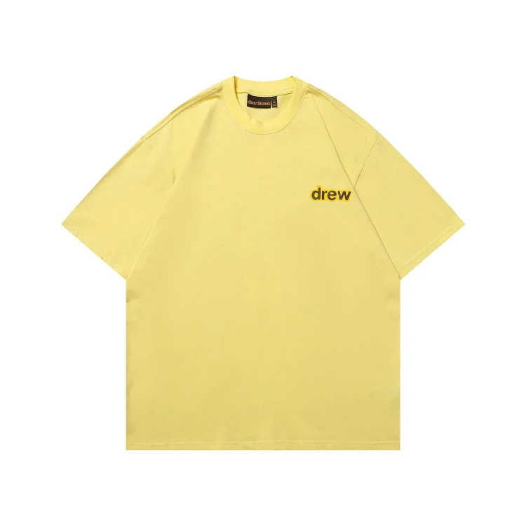 DREW HUOSE Summer classic Justin Bieber matching smiley face pattern round neck versatile T-shirt for couples