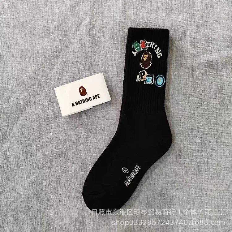 Apeman Head Japanese trendy brand new socks for men and women mid-tube sports thickened towel bottom