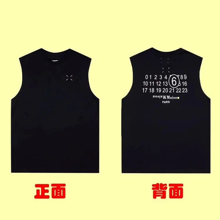 Summer loose letters MM6 embroidered label printing same style for men and women couples
