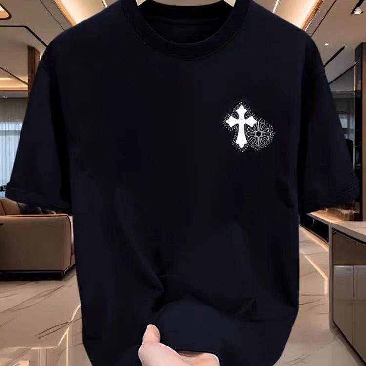 Chrome Hearts Cross Sanskrit Light Luxury Short Sleeve T-shirt for , CH Short
