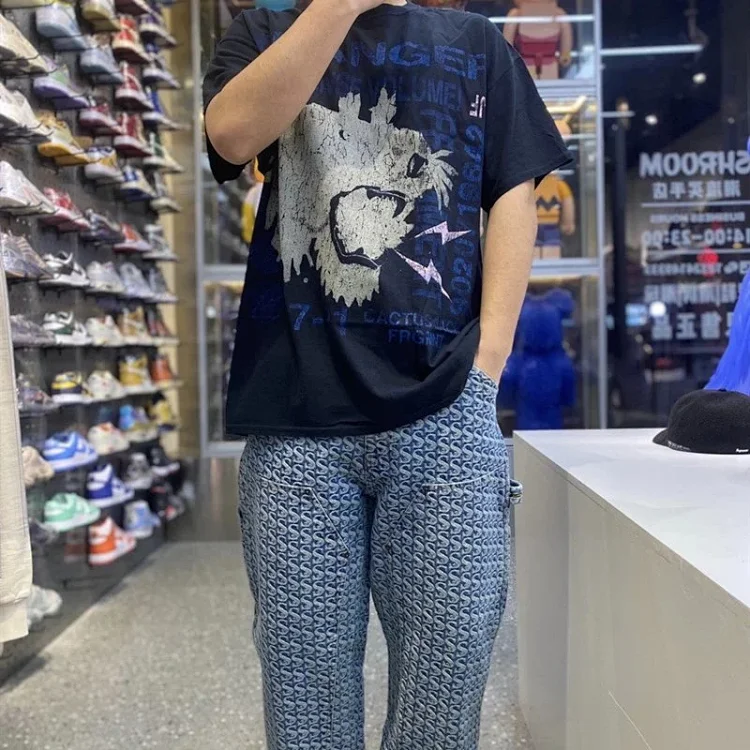 2024 heavyweight Travis Scott Cactus Jack tiger head letter print short-sleeved T-shirt tee for men and women