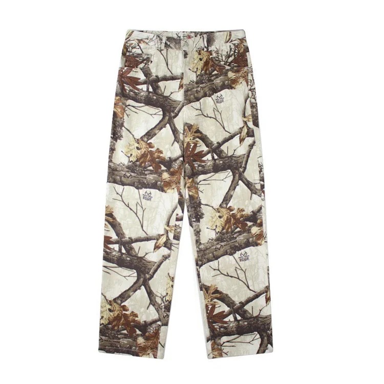 Stussy FW22 Stüssy Wang Jiaer's Casual All-over Printed Pink Maple Leaf Branches High-waisted Jeans