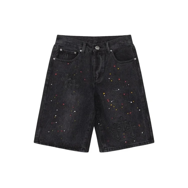 CH cross old denim shorts five-quarter pants for men and women