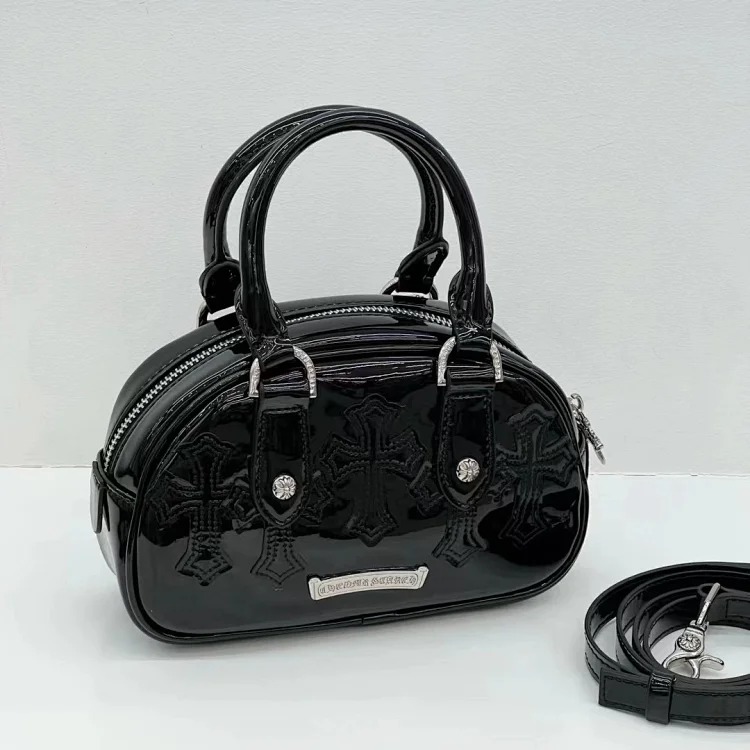 Diagonal Handbag, Women's Bowling Head Cross Pillow, Retro Embossed Cowhide Shoulder Bag, Small