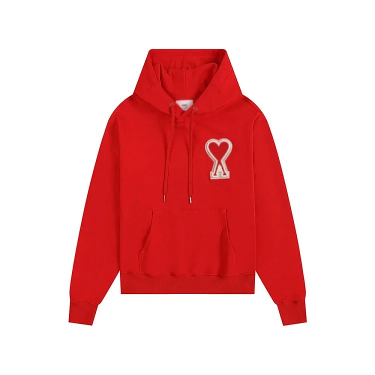 Sweatshirt autumn and winter new long-sleeved hooded unisex small love flat embroidered hoodie