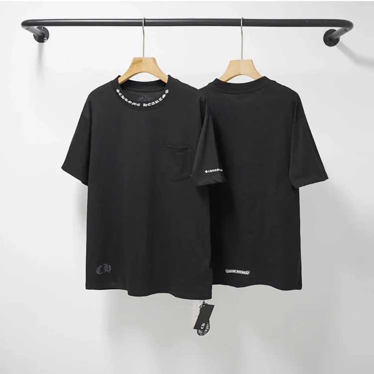 CH cross print round neck cotton men's trendy T-shirt