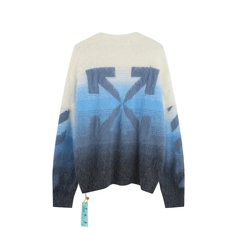 Trendy brand gradient arrow mohair sweater wool couple outfit